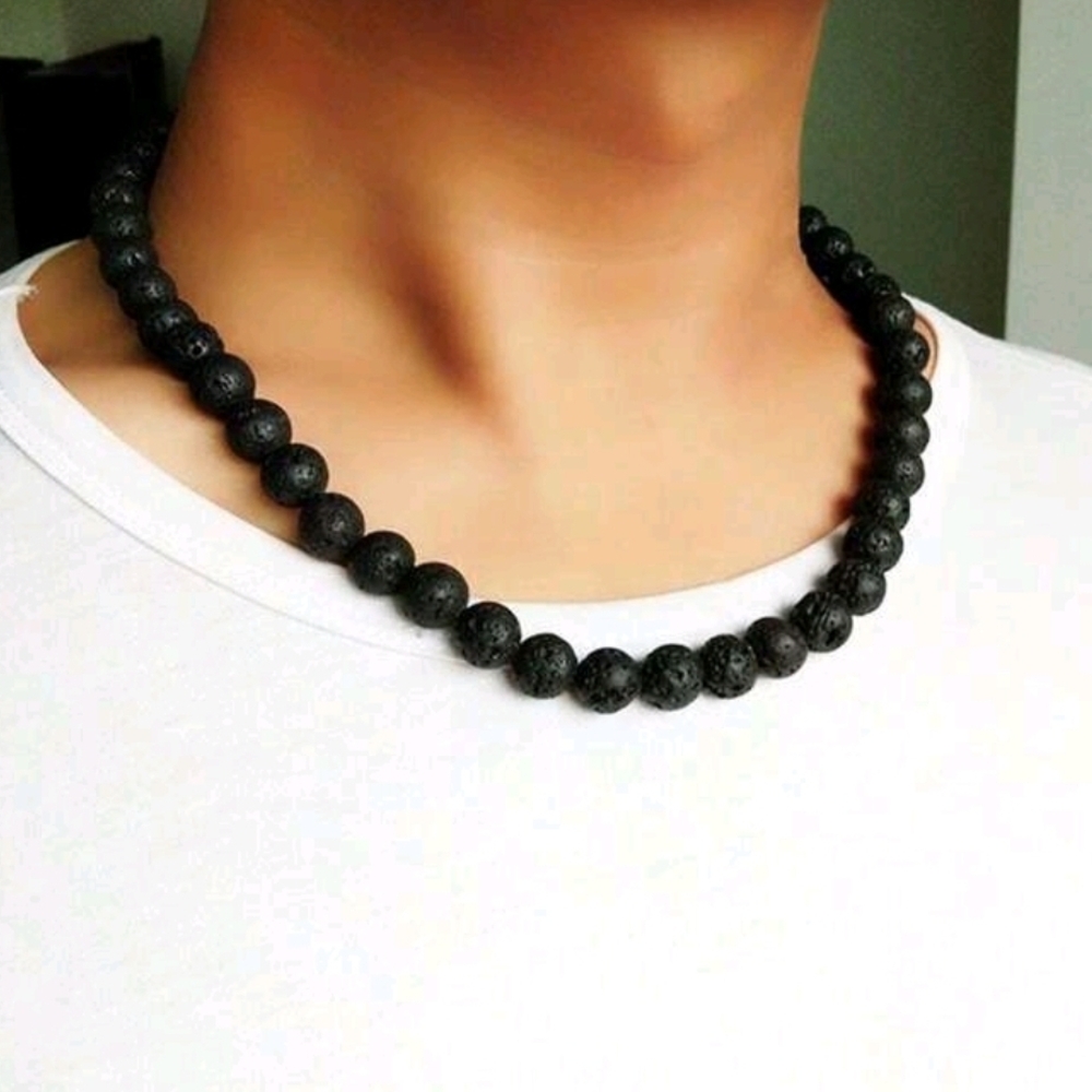 Handcrafted Black Beaded Necklace